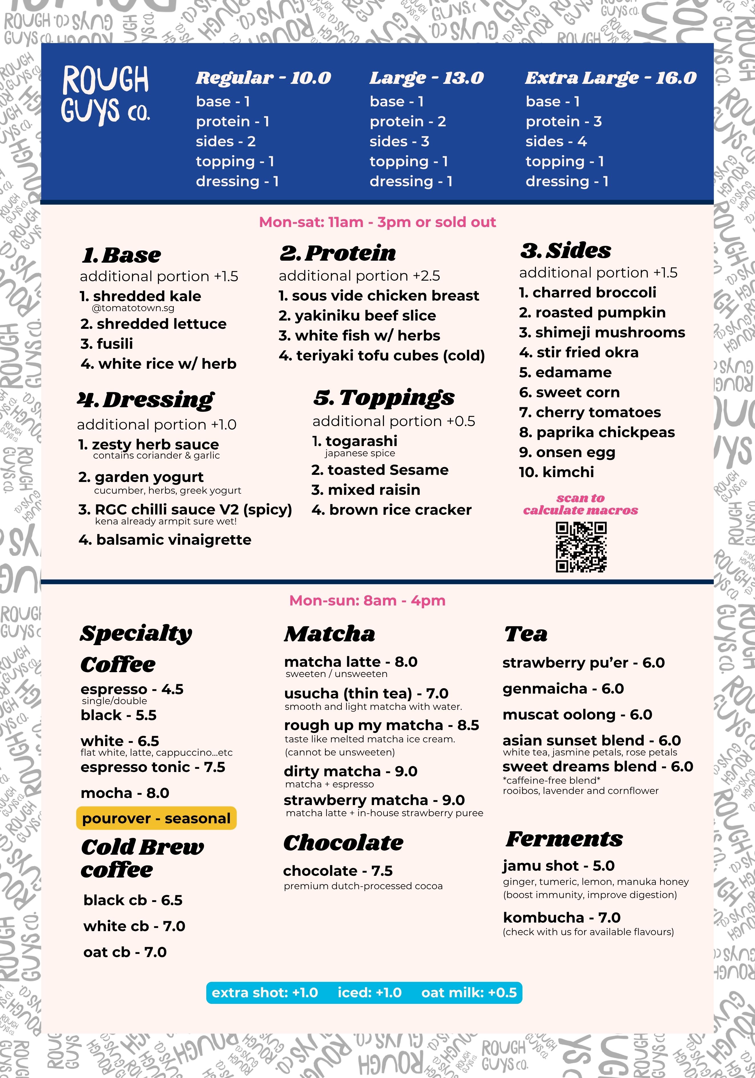 Rough Guys Co. Menu
